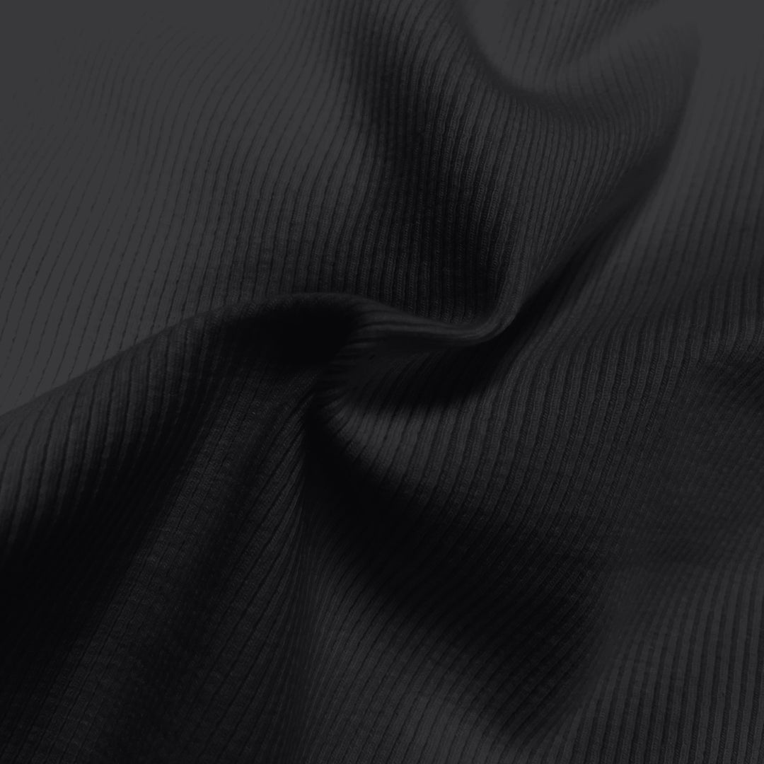 2x1 cotton rib knit fabric in black, 54 inches wide