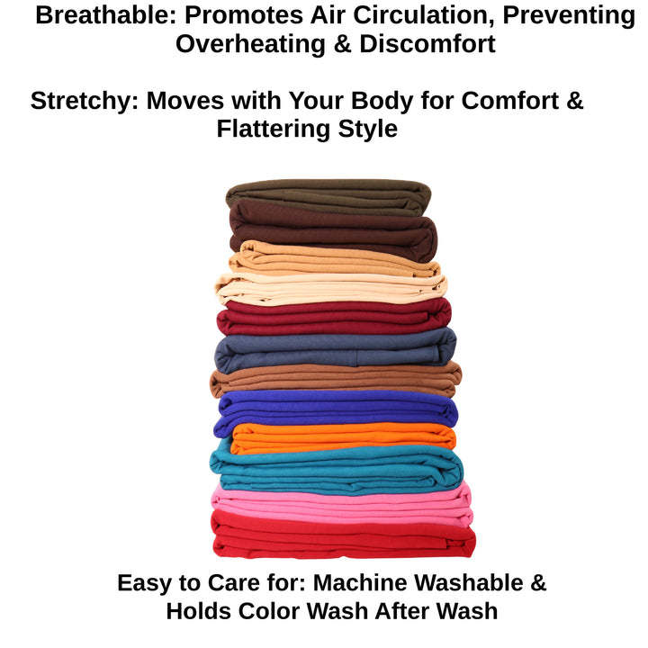 Breathable, stretchy cotton spandex jersey fabric - machine washable and holds color wash after wash