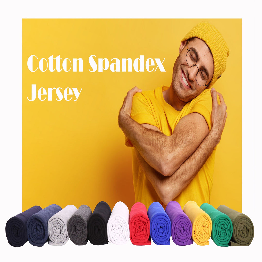 Soft cotton spandex jersey fabric t-shirt and rolls of solid colors