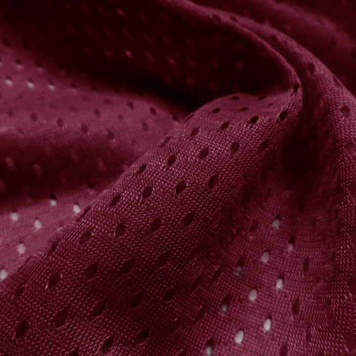 Football Mesh fabric in Burgundy, 100% polyester, sold by the yard
