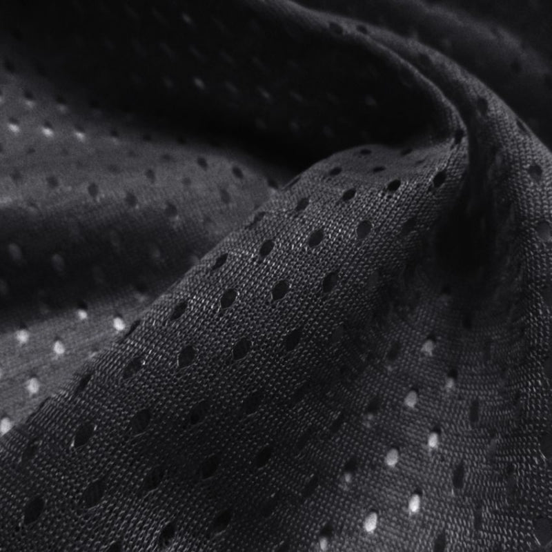 Football Mesh Heavy Weight fabric in Black, sold by the yard