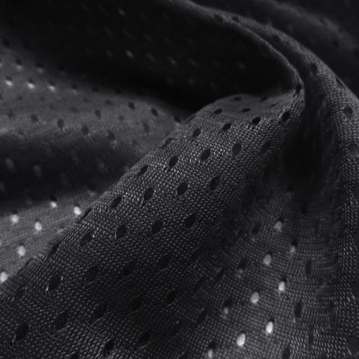 Football Mesh Heavy Weight fabric in Black, sold by the yard