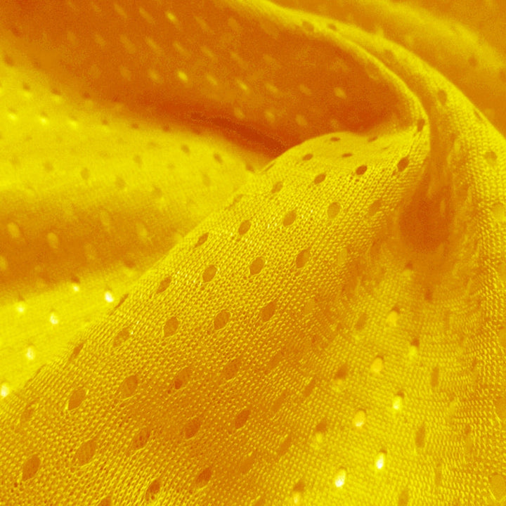 Football Mesh fabric in Gold, 100% polyester, sold by the yard
