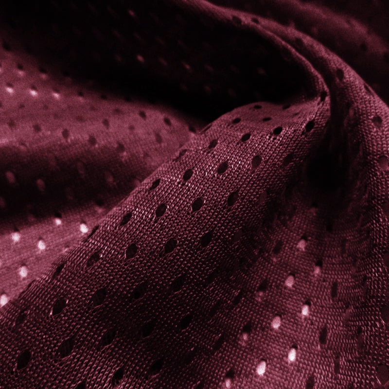 Football Mesh fabric in Maroon, 100% polyester, sold by the yard