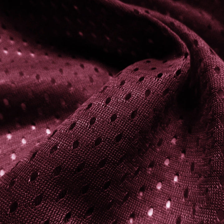 Football Mesh fabric in Maroon, 100% polyester, sold by the yard
