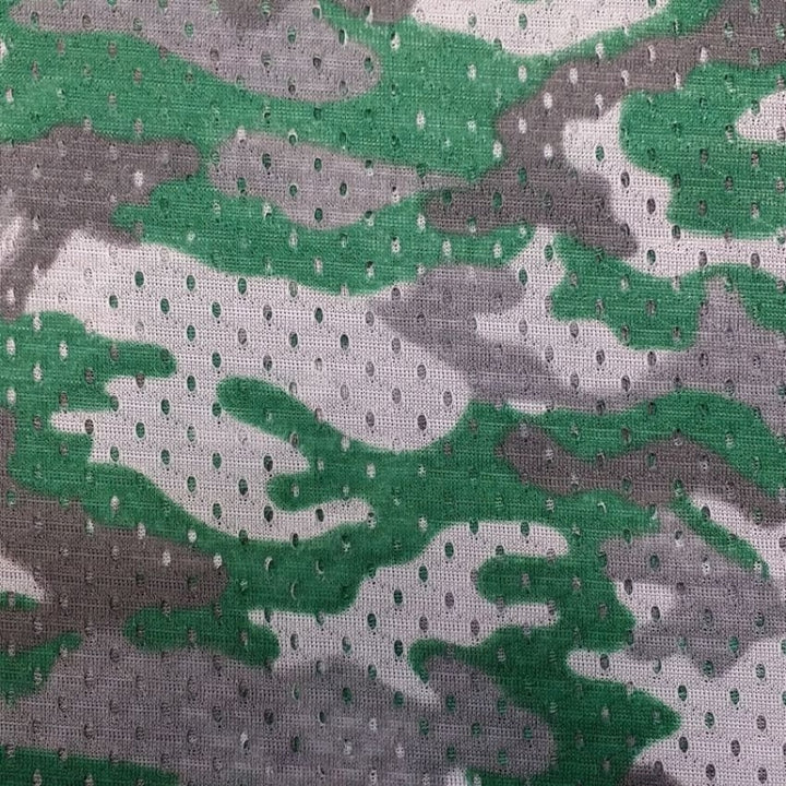 Camouflage Football Mesh fabric in Green, sold by the yard
