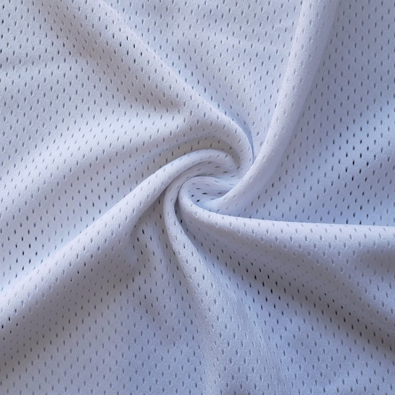 Athletic Pro Mesh Jersey fabric in White, sold by the yard