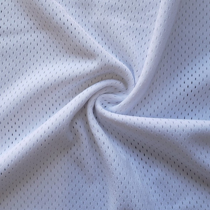 Athletic Pro Mesh Jersey fabric in White, sold by the yard