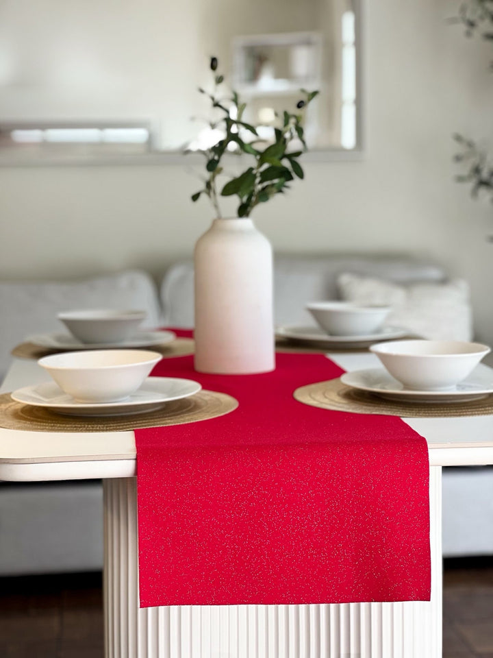 Sparkling Glitter Felt Table Runner Various Colors | FabricLA