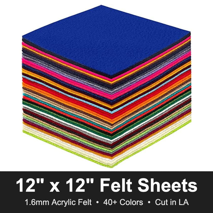 12 x 12 inch acrylic felt sheets in assorted colors
