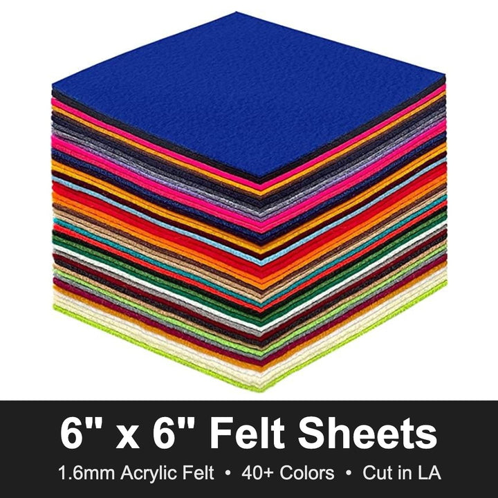 6 x 6 inch acrylic felt sheets in assorted colors