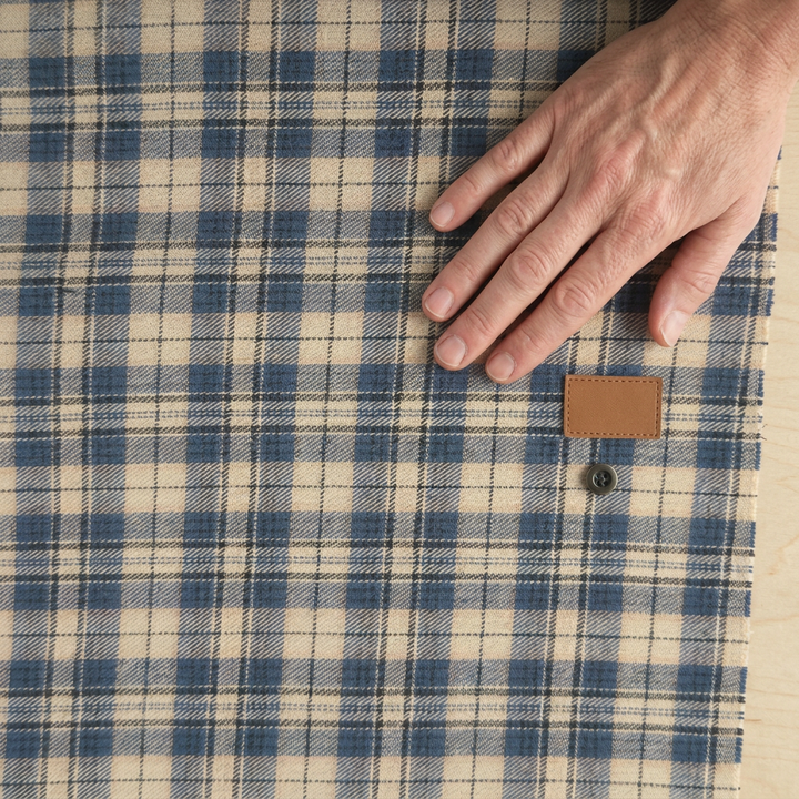 Flannel with hand for visual scale concept