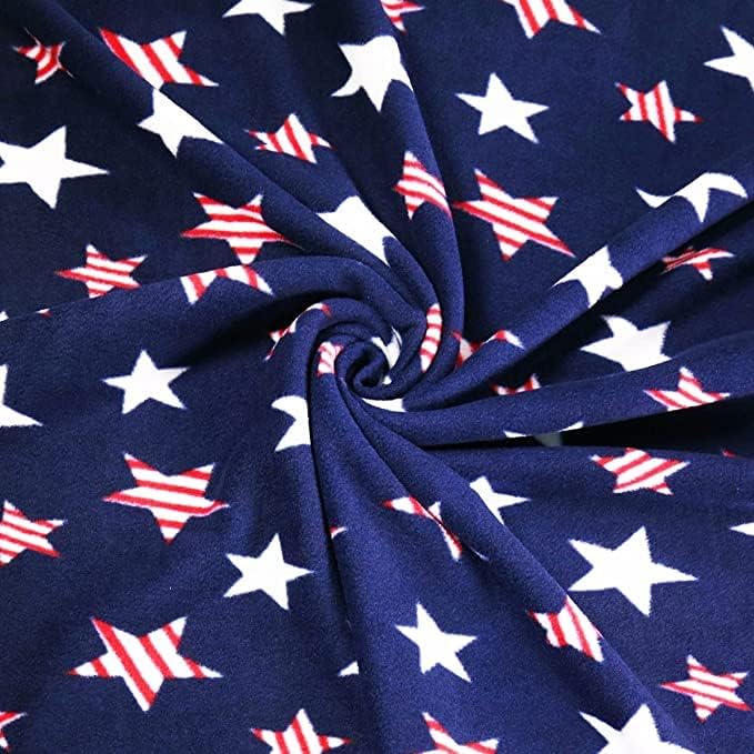 Anti-pill polar fleece fabric by the yard with star print design – 60 inch wide
