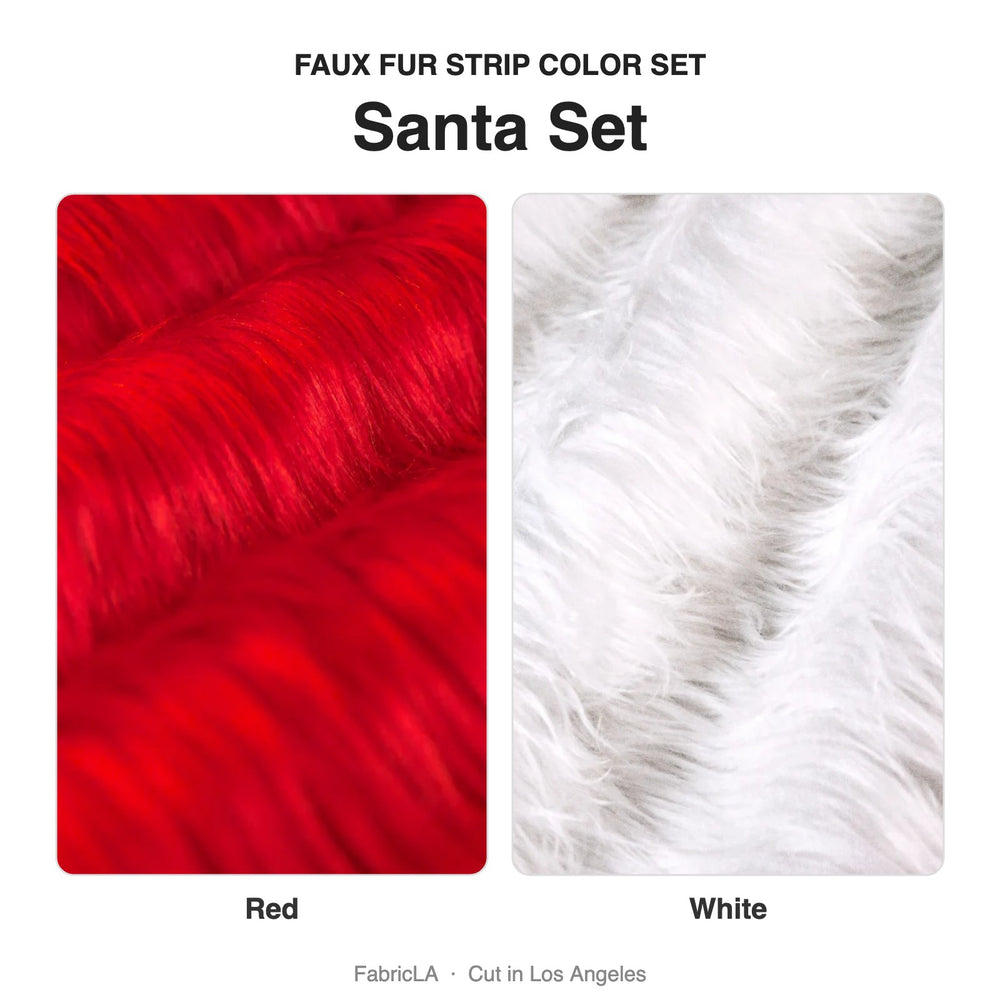 Santa faux fur strip set: Red, White