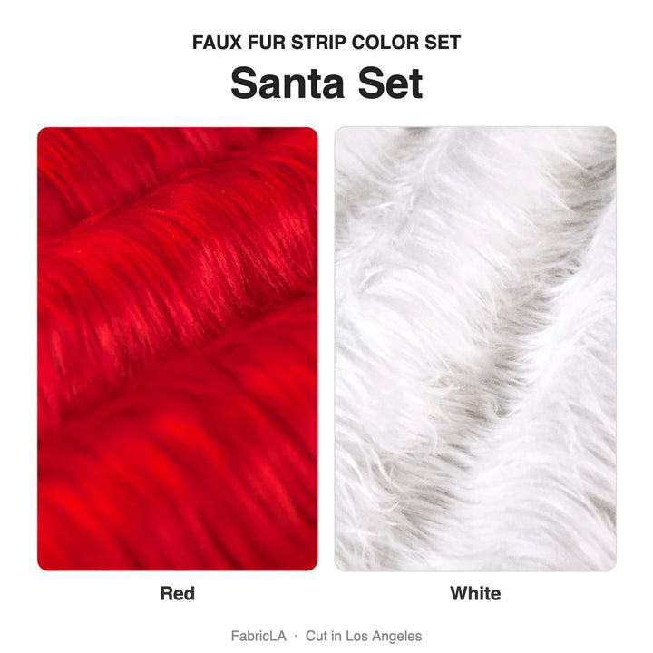 Santa faux fur strip set: Red, White