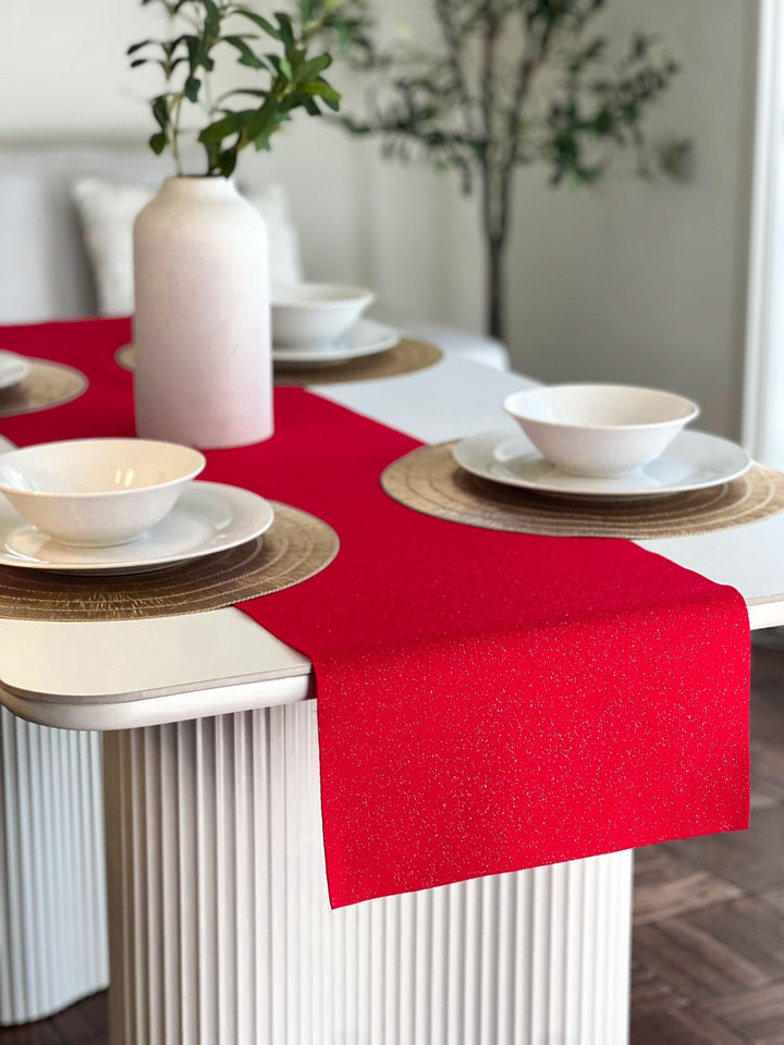 Sparkling Glitter Felt Table Runner Various Colors | FabricLA