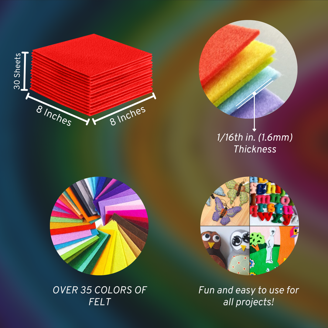 8x8 acrylic felt sheets – Hot Orange, 30 sheet pack