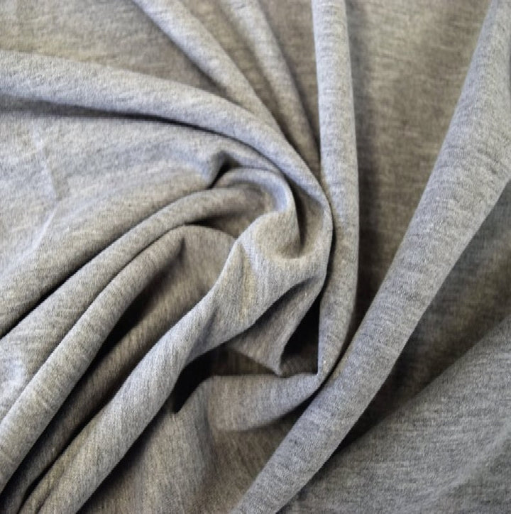 Cotton Spandex Stretch French Terry Fabric | Heather Gray - FabricLA.com