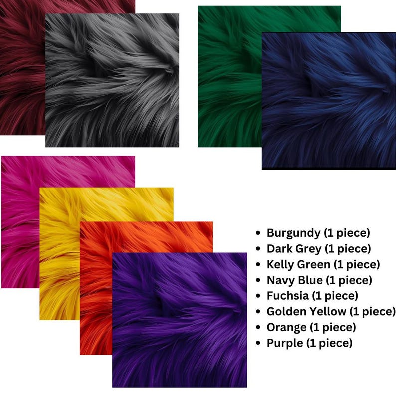 Faux Fur Square Fabric - 8 Pieces - 10" X 10" Inches Shaggy Fur Patches Fabric