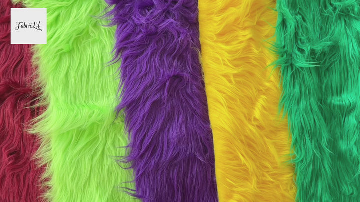 Faux Fur Fabric by the Yard – Shaggy Plush Long Pile, 60" Wide