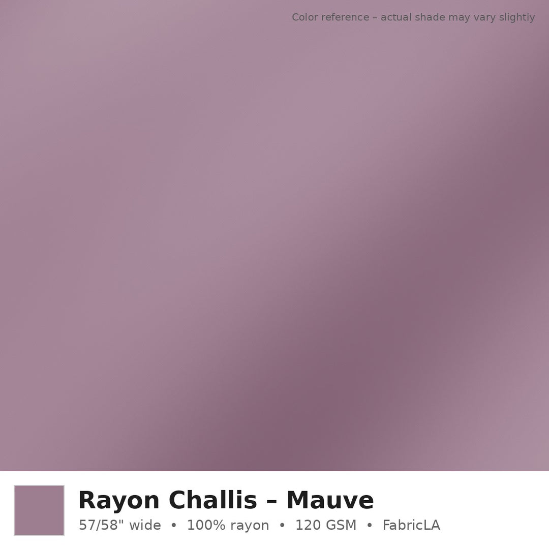 Mauve rayon challis fabric by the yard, 100% rayon 120 GSM – color reference