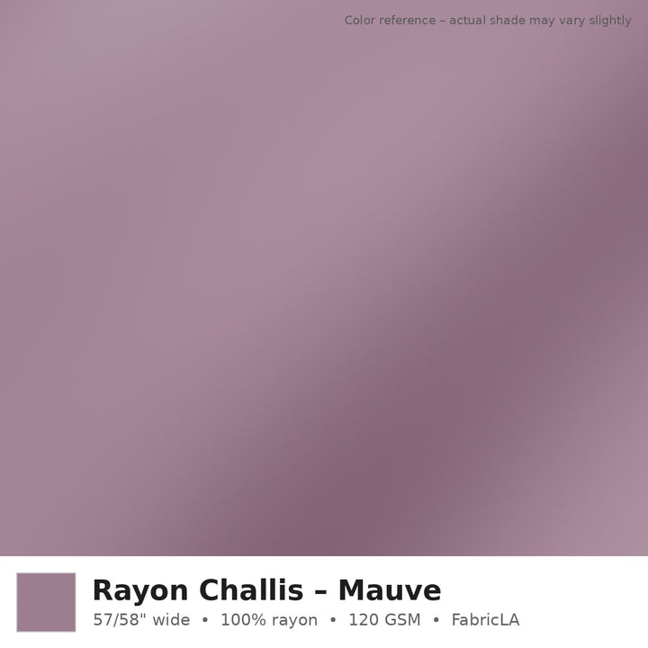 Mauve rayon challis fabric by the yard, 100% rayon 120 GSM – color reference