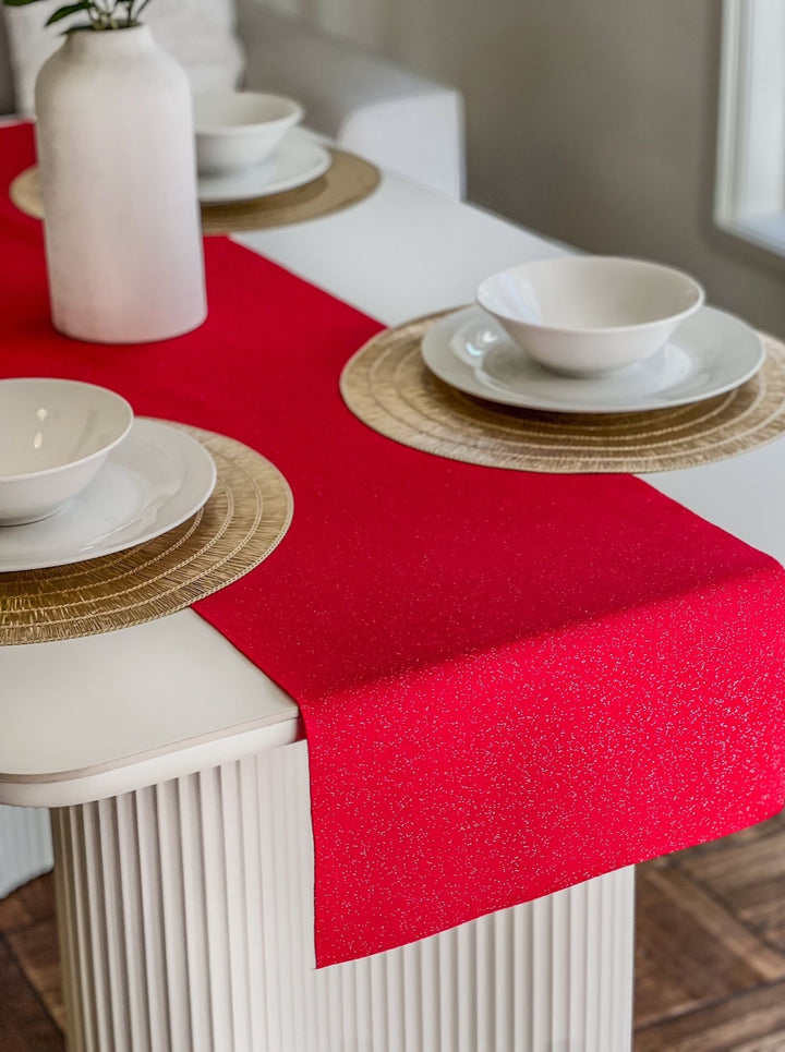 Sparkling Glitter Felt Table Runner Various Colors | FabricLA