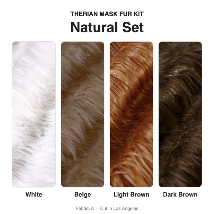 Therian mask fur kit Natural set: White, Beige, Light Brown, Dark Brown