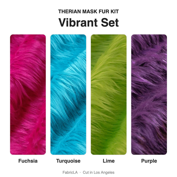 Therian mask fur kit Vibrant set: Fuchsia, Turquoise, Lime, Purple