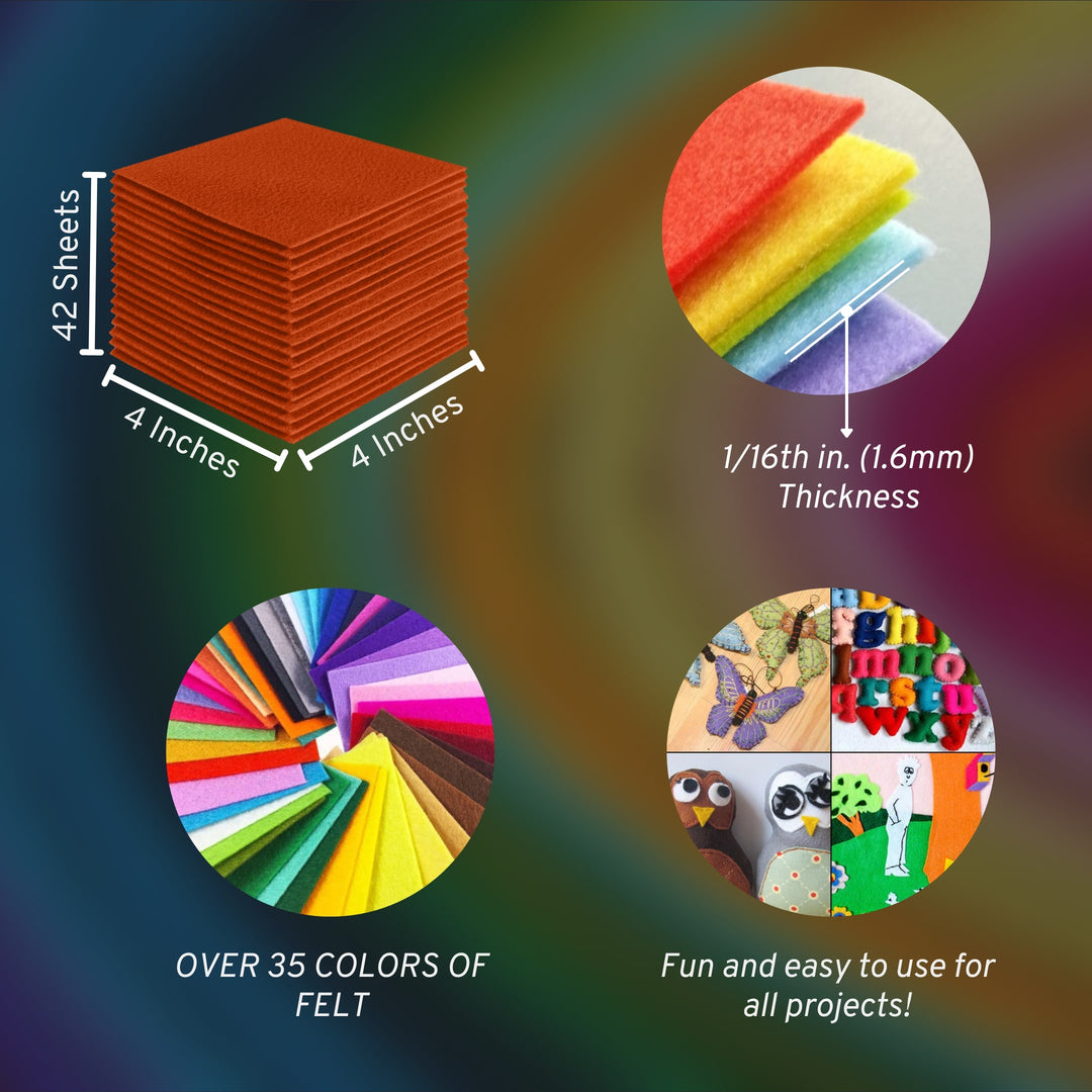 Acrylic Felt Craft Sheet Packs | Orange 141 - FabricLA.com
