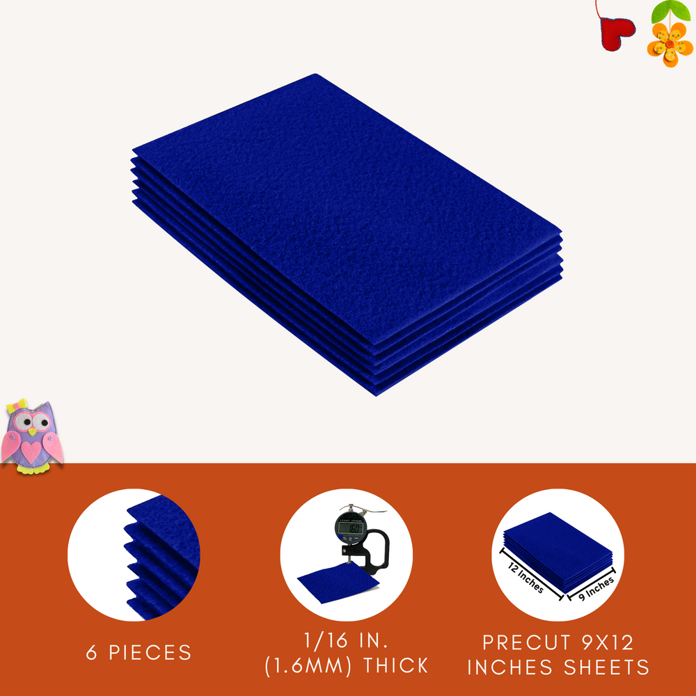 Acrylic Felt 9"X12" Sheet Packs | Royal Blue - FabricLA.com