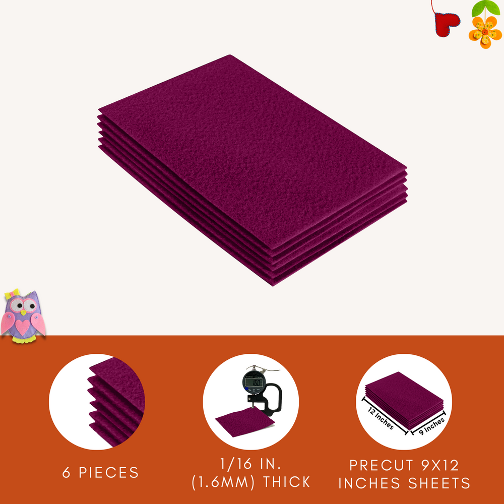 Acrylic Felt 9"X12" Sheet Packs | Rose - FabricLA.com