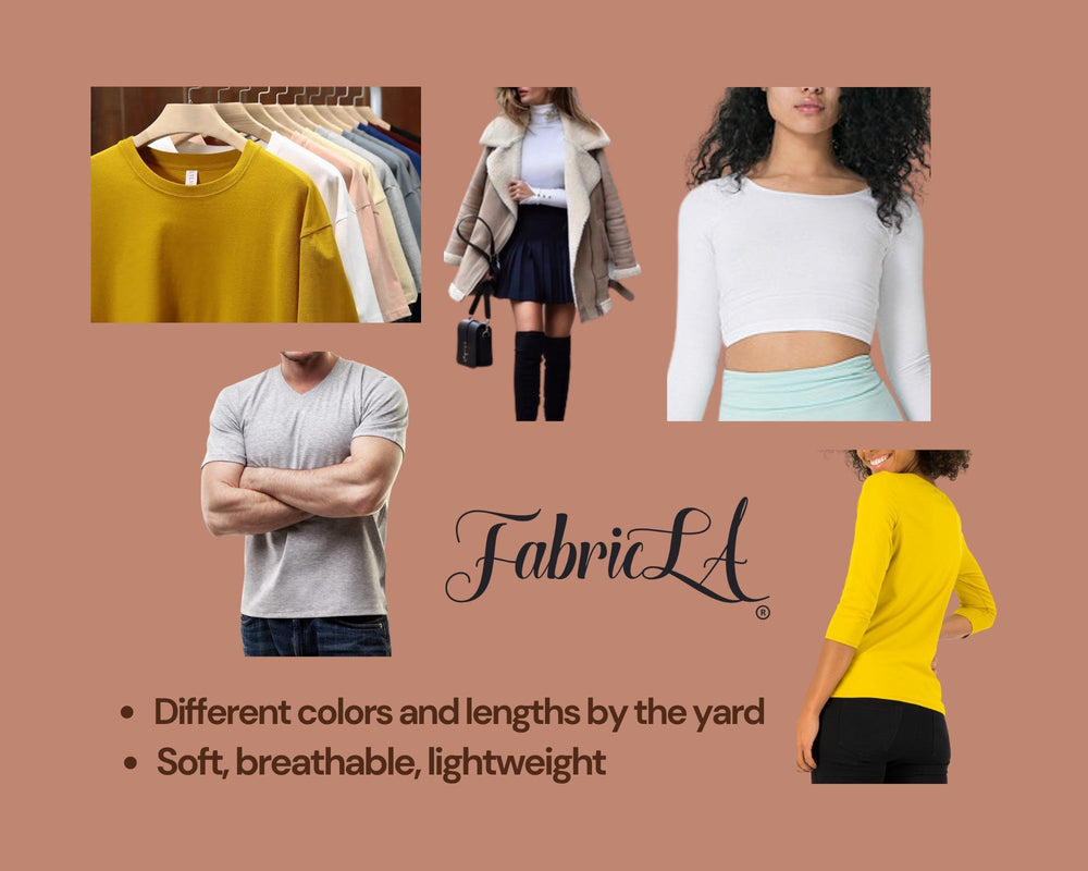 FabricLA 10 oz Cotton Spandex Jersey Fabric – Soft, Stretchy Knit Fabric for T-Shirts and Apparel