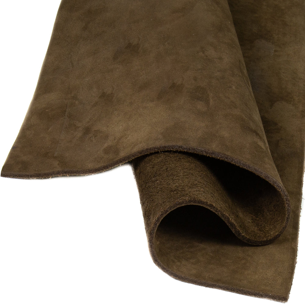 Full Grain Nubuck Leather Sheets – 2.5 mm Heavy-Duty Brown Cowhide