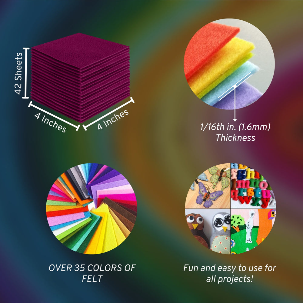 Oxblood Burgundy Felt Squares infographics 