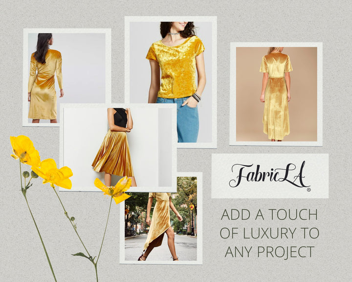 FabricLA | Stretch Velvet Fabric | 90% Polyester 10% Spandex | Gold - FabricLA.com