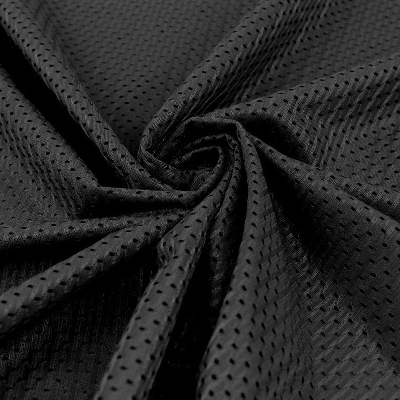 Black 100% Polyester Football Mesh Knit Fabric Durable Breathable